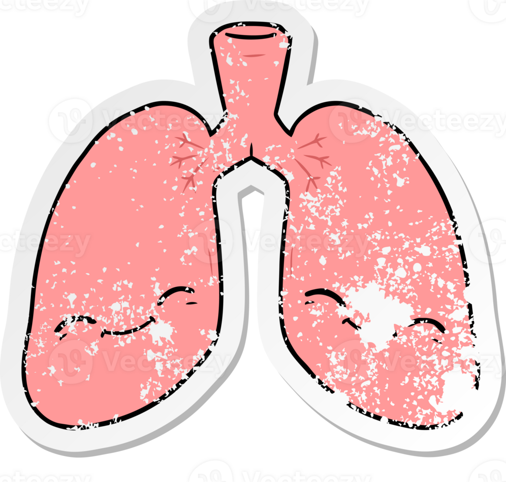 distressed sticker of a cartoon lungs png