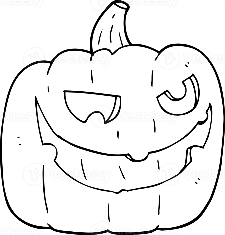 black and white cartoon halloween pumpkin png