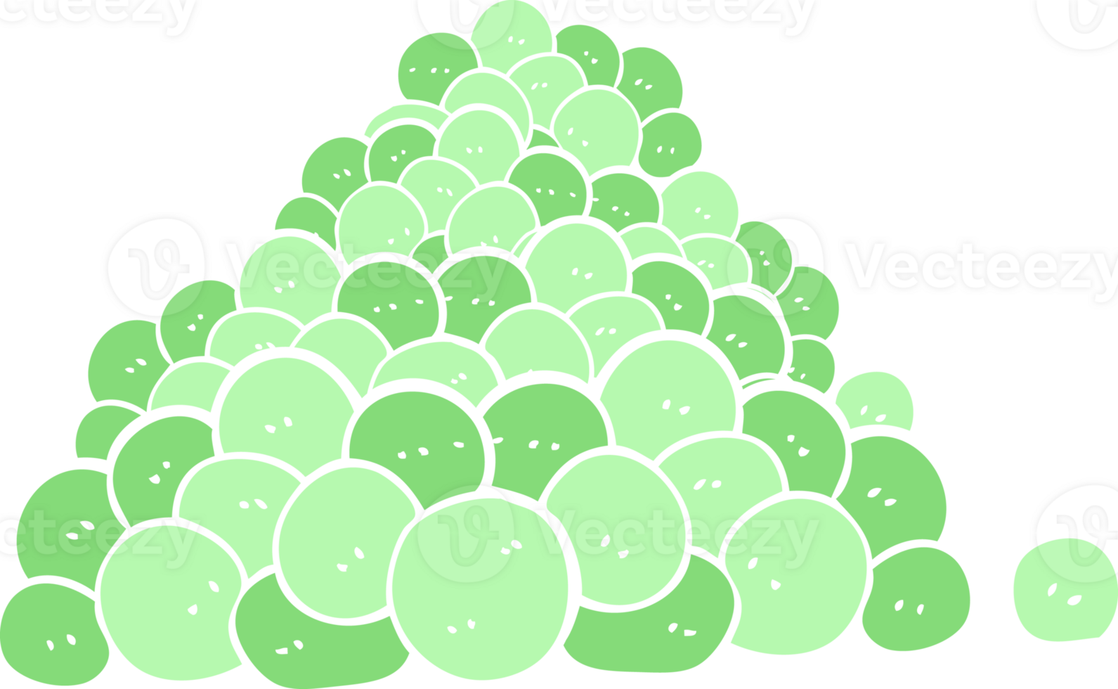 flat color illustration of a cartoon peas in pod png