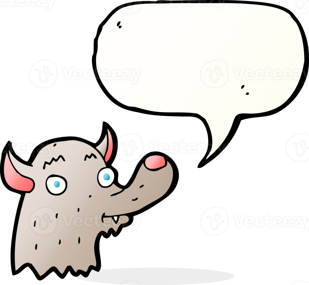 cartoon happy wolf with speech bubble png