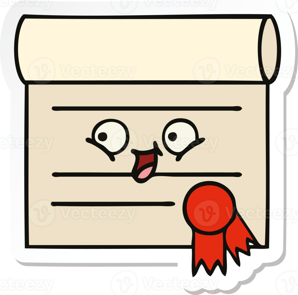 sticker of a cute cartoon certificate png