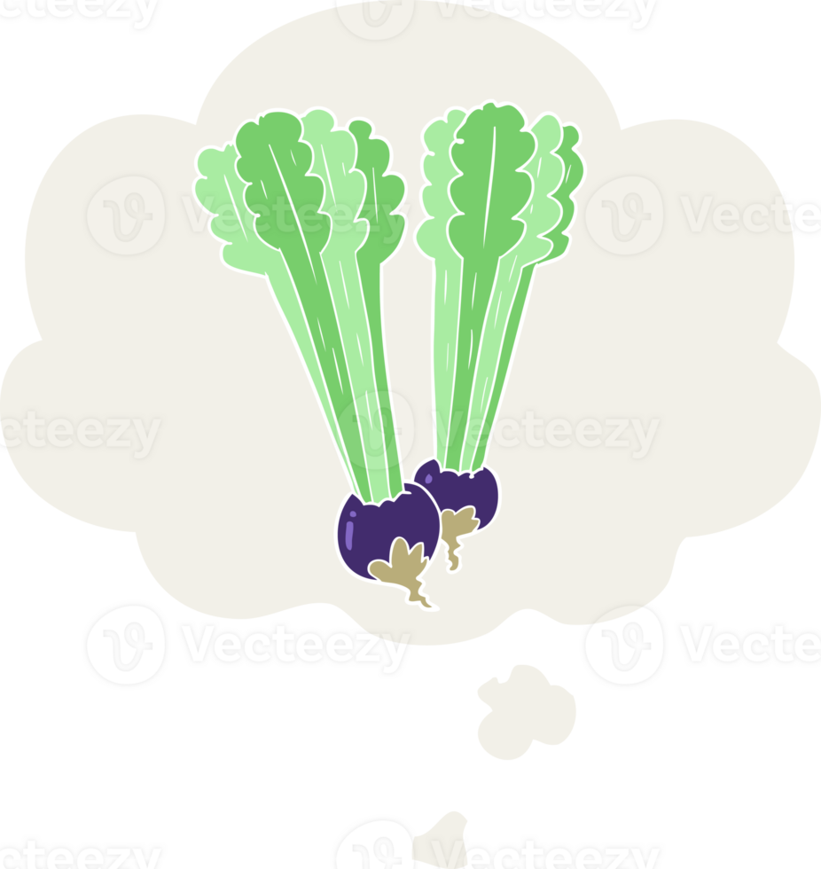 cartoon beetroot and thought bubble in retro style png