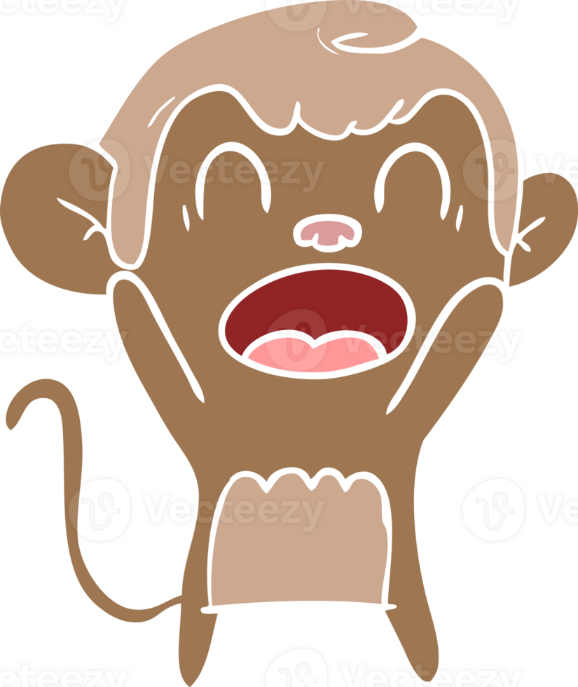 shouting flat color style cartoon monkey png