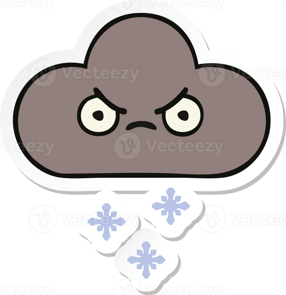 sticker of a cute cartoon storm snow cloud png