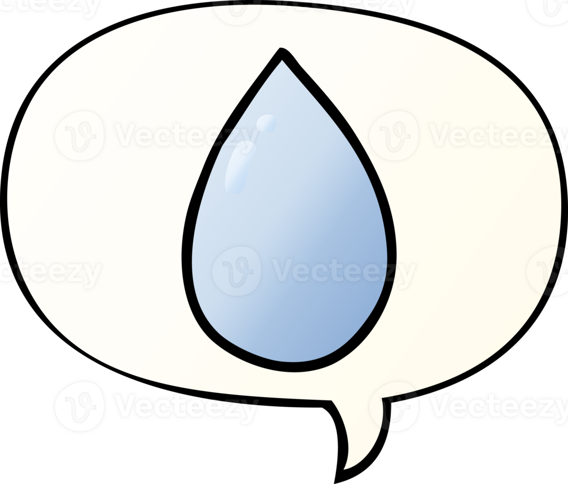 cartoon water droplet and speech bubble in smooth gradient style png