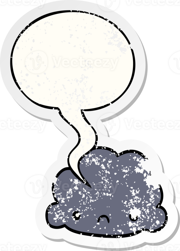 cartoon cloud and speech bubble distressed sticker png