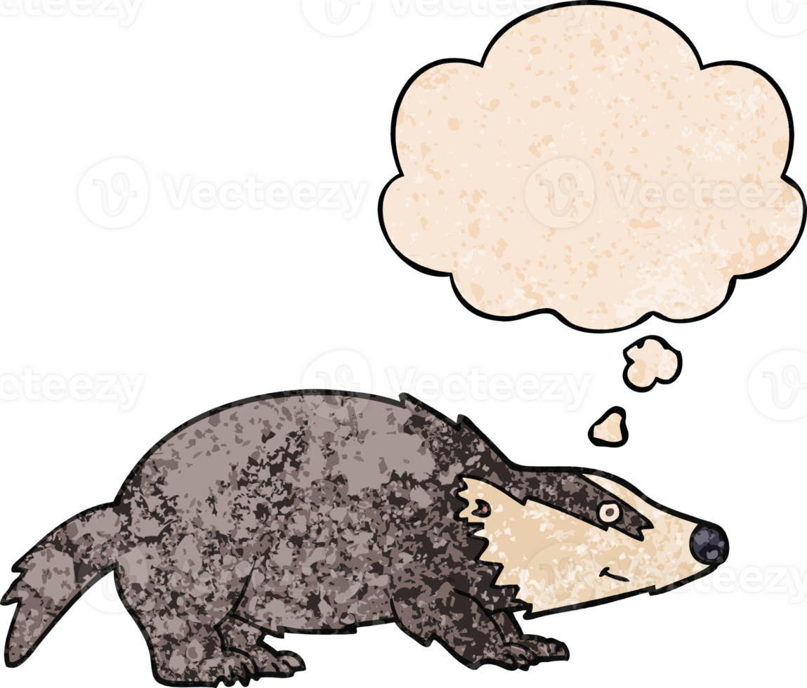 Cartoon-Dachs und Gedankenblase im Grunge-Texturmuster-Stil png
