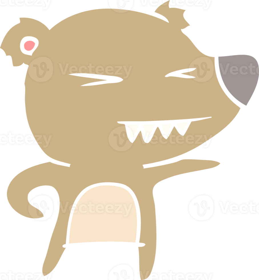 angry bear flat color style cartoon png