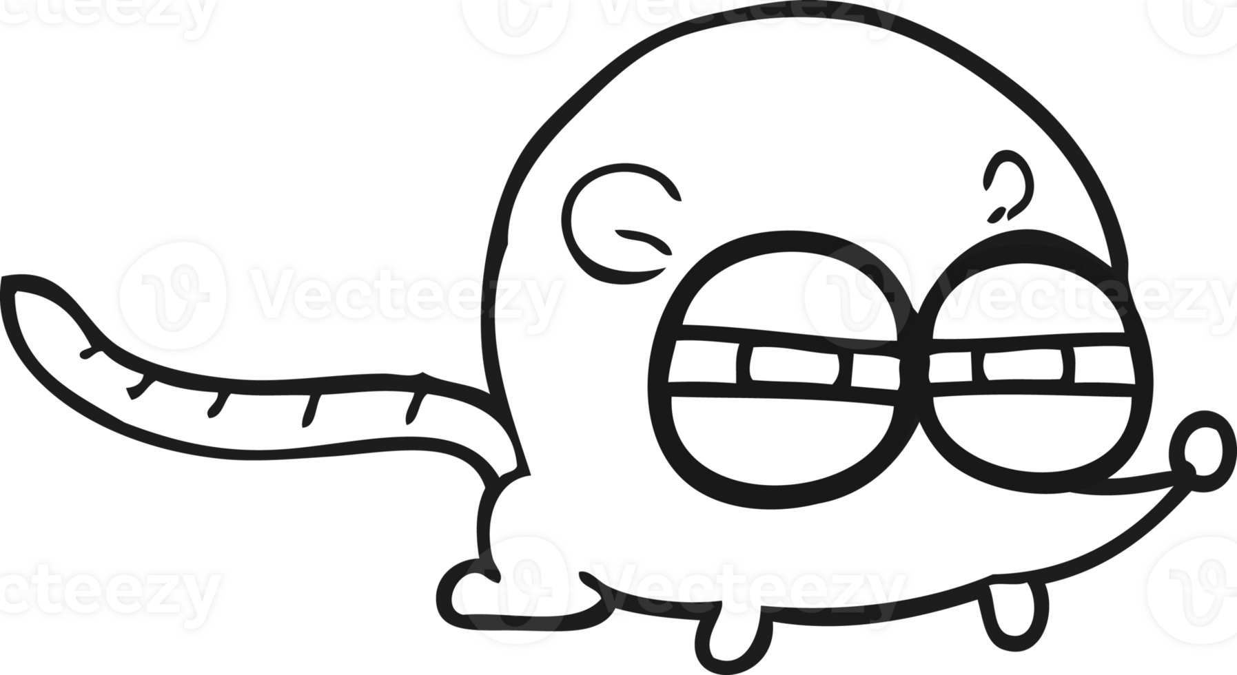 black and white cartoon evil mouse png