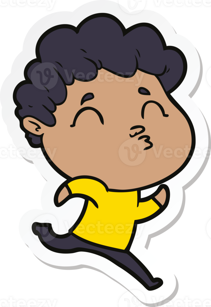 sticker of a cartoon man pouting png