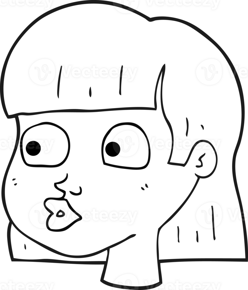 black and white cartoon female face png
