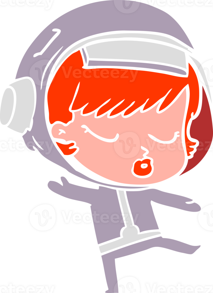 flat color style cartoon pretty astronaut girl dancing png