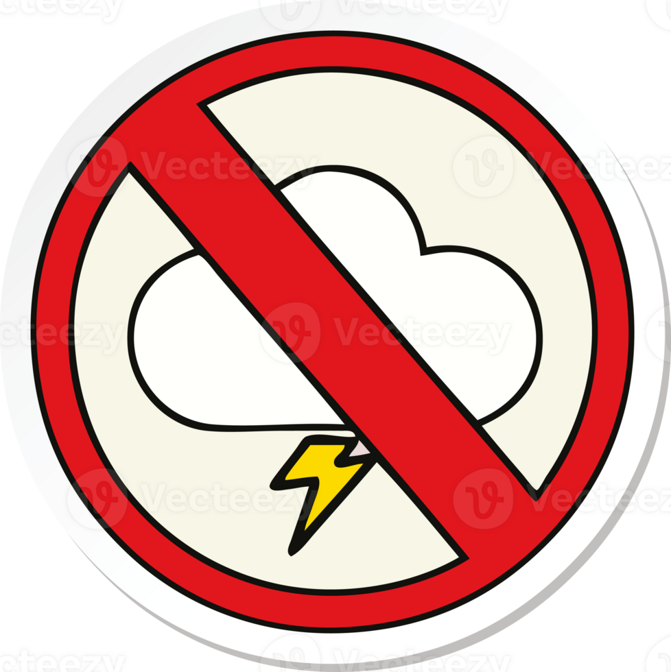 sticker of a cute cartoon no storms allowed sign png