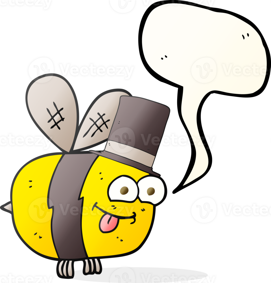 speech bubble cartoon bee wearing hat png