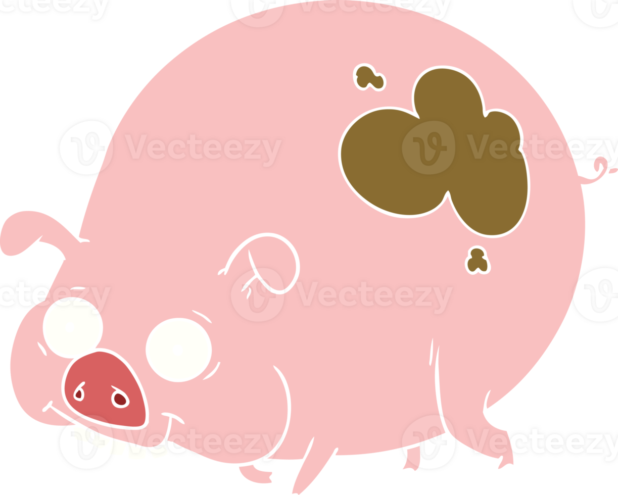 flat color style cartoon muddy pig png