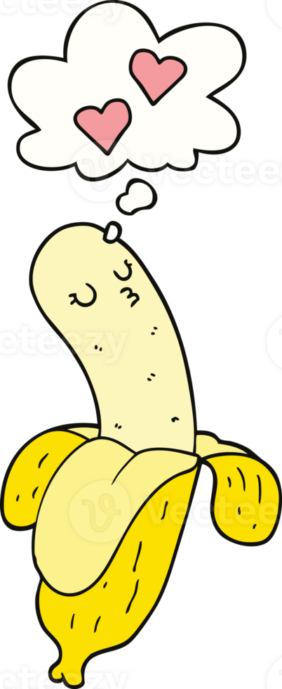 cartoon banana in love and thought bubble png