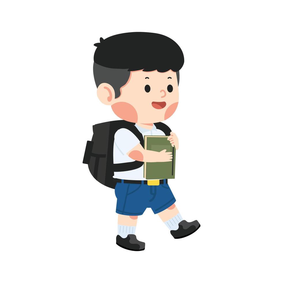 Kid Boy thai student going to school vector