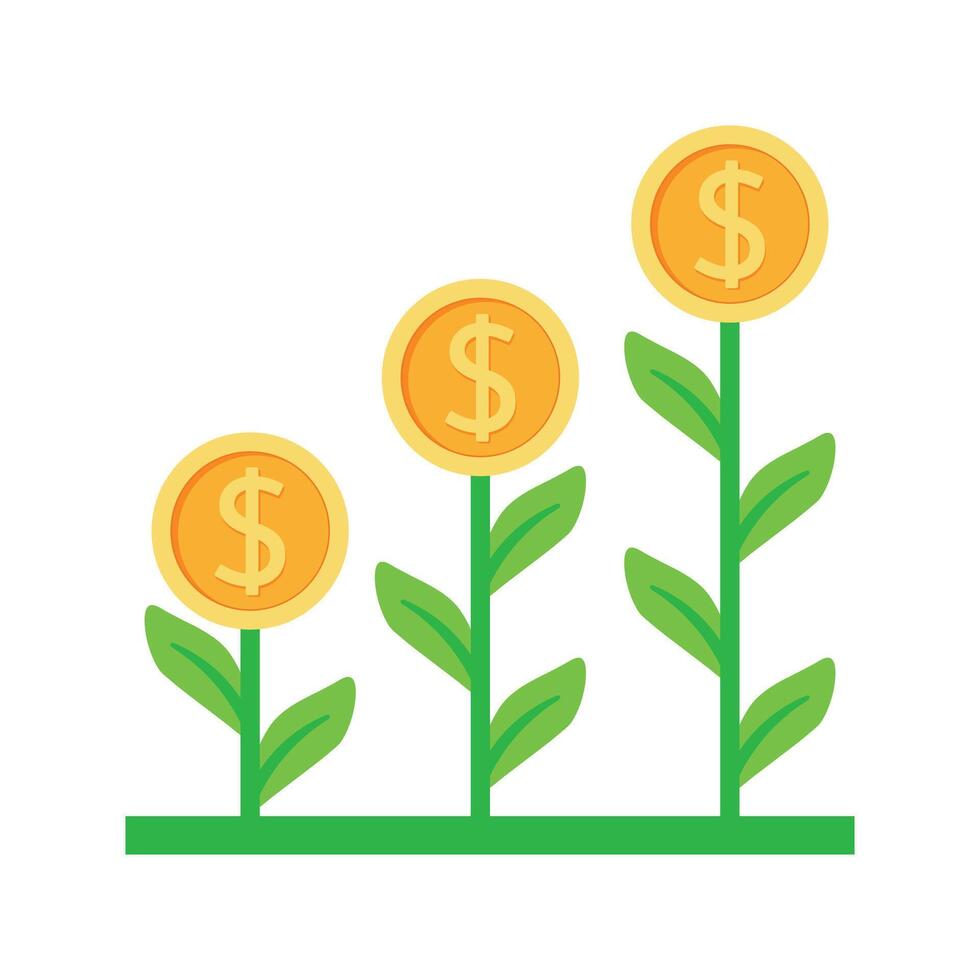Growth Money Tree Coin Plant in USD Currency Illustration vector