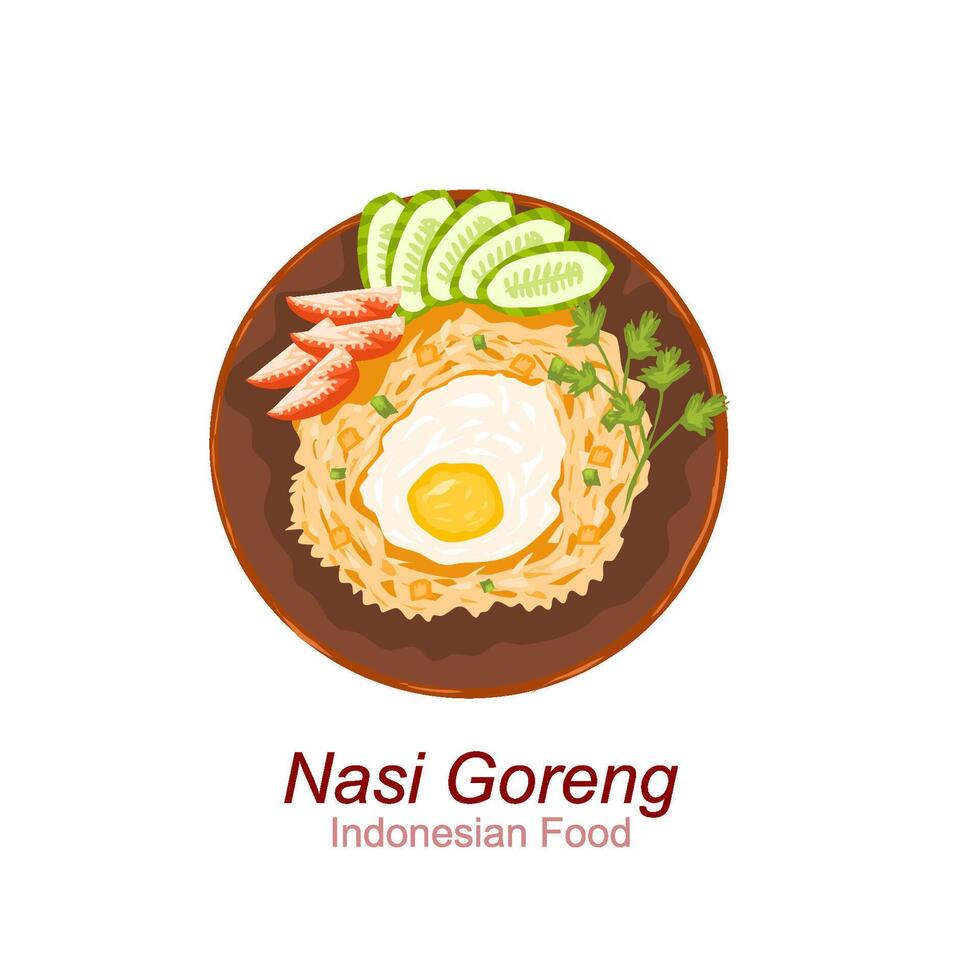 indonesio comida nasi goreng o frito arroz vector