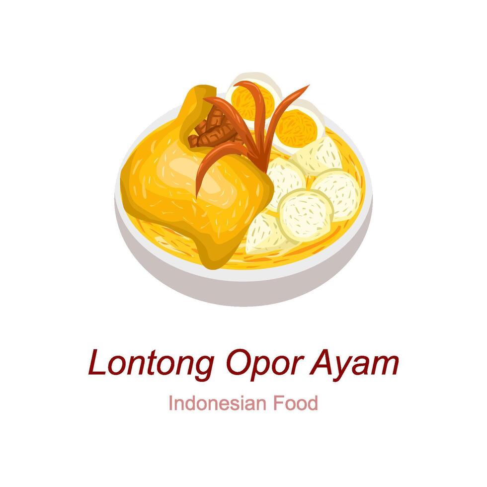 Indonesian Food Lontong Opor Ayam vector
