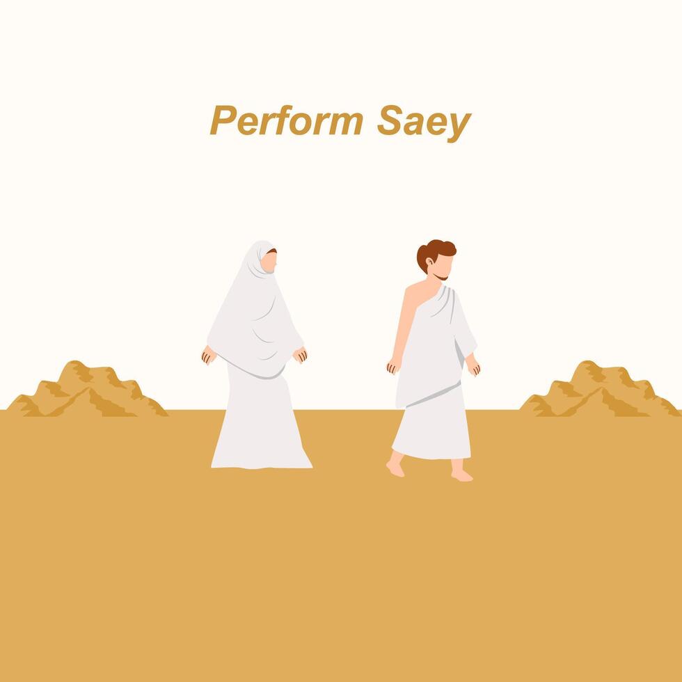 Muslim pilgrims perform Saey vector