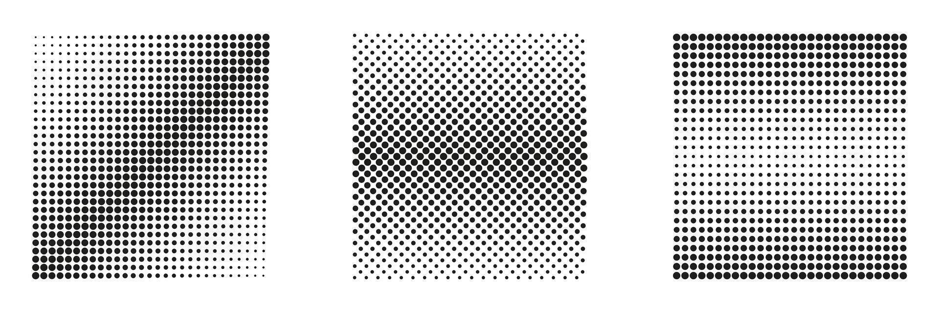 trama de semitonos punto degradado diseño con círculos creando óptico espejismo. geométrico modelo con redondo puntos aislado ilustración vector