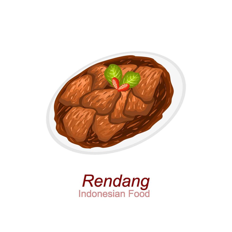 Indonesian Food Rendang Illustration vector