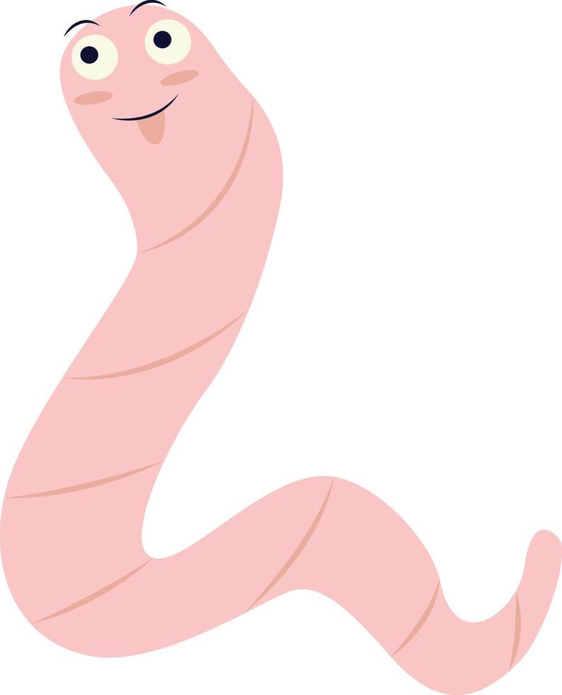 Earthworm Cartoon Character with Flat Design and Shapes vector