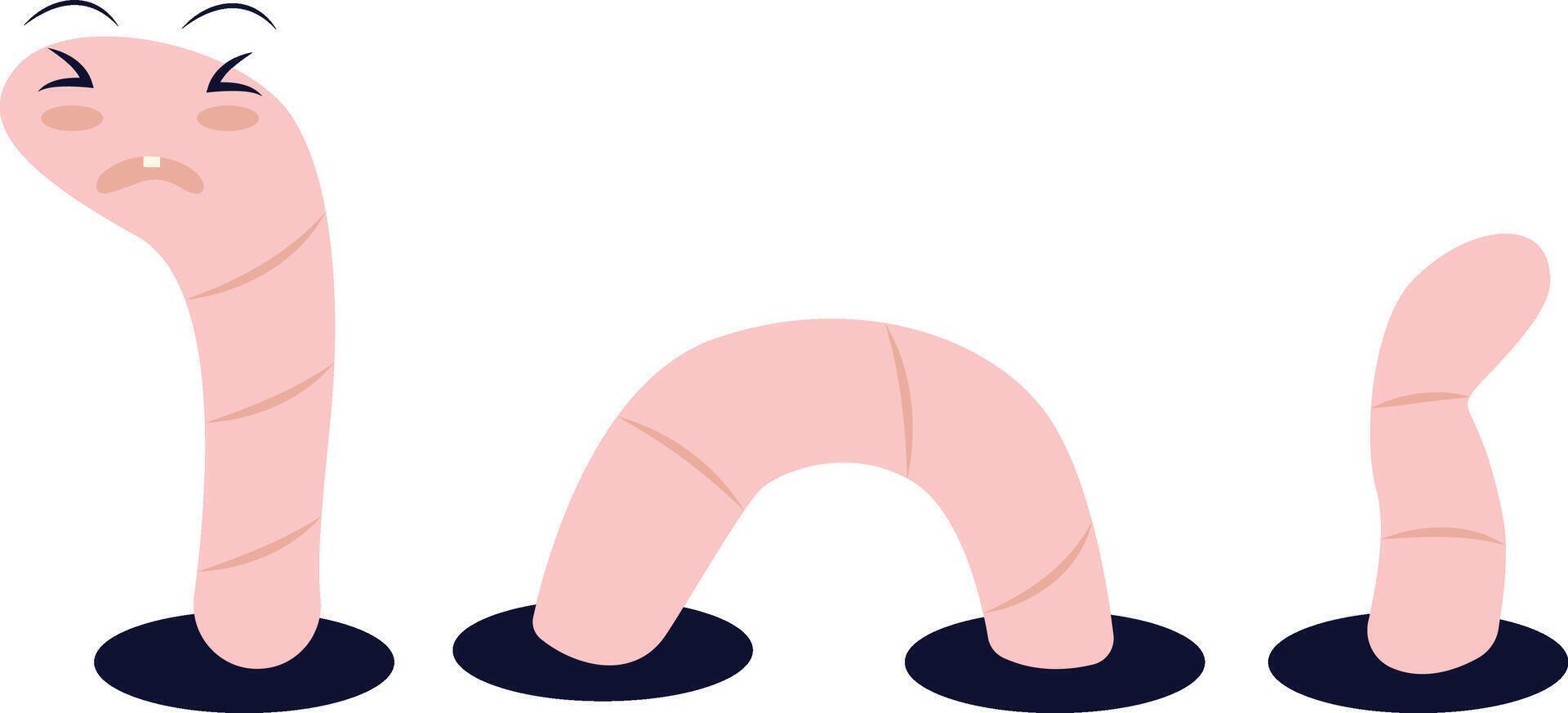 Earthworm Cartoon Character with Flat Design and Shapes vector