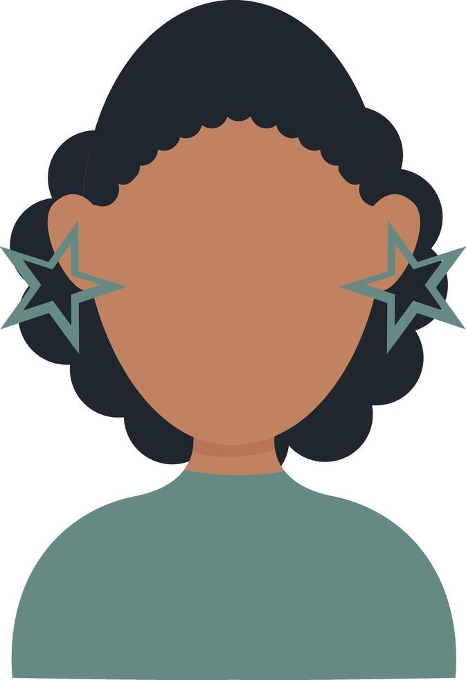 African Woman Avatar with Flat Face Design. Isolated on White Background vector