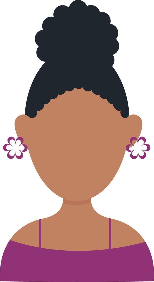 African Woman Avatar with Flat Face Design. Isolated on White Background vector
