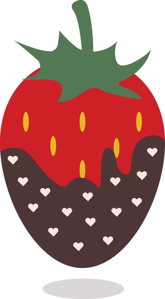 Strawberry Coated Chocolate on a White Background. Cartoon Style vector