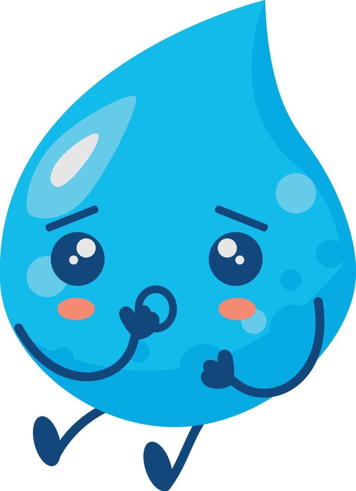 Cute Water Drop Character in Cartoon Design Style. Illustration on White Background vector