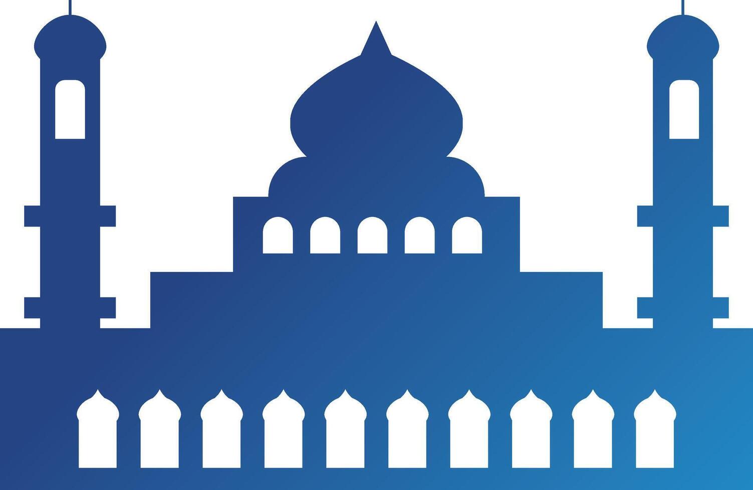 Islamic Mosque Silhouette with Gradient Color. Ramadan Kareem Mosque on White Background vector