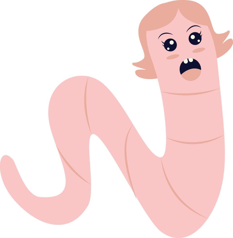 Earthworm Cartoon Character with Flat Design and Shapes vector