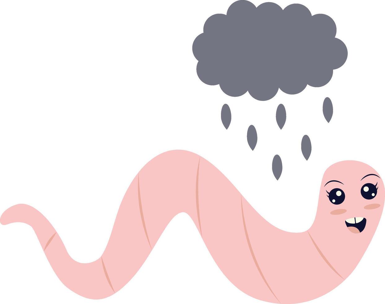 Earthworm Cartoon Character with Flat Design and Shapes vector
