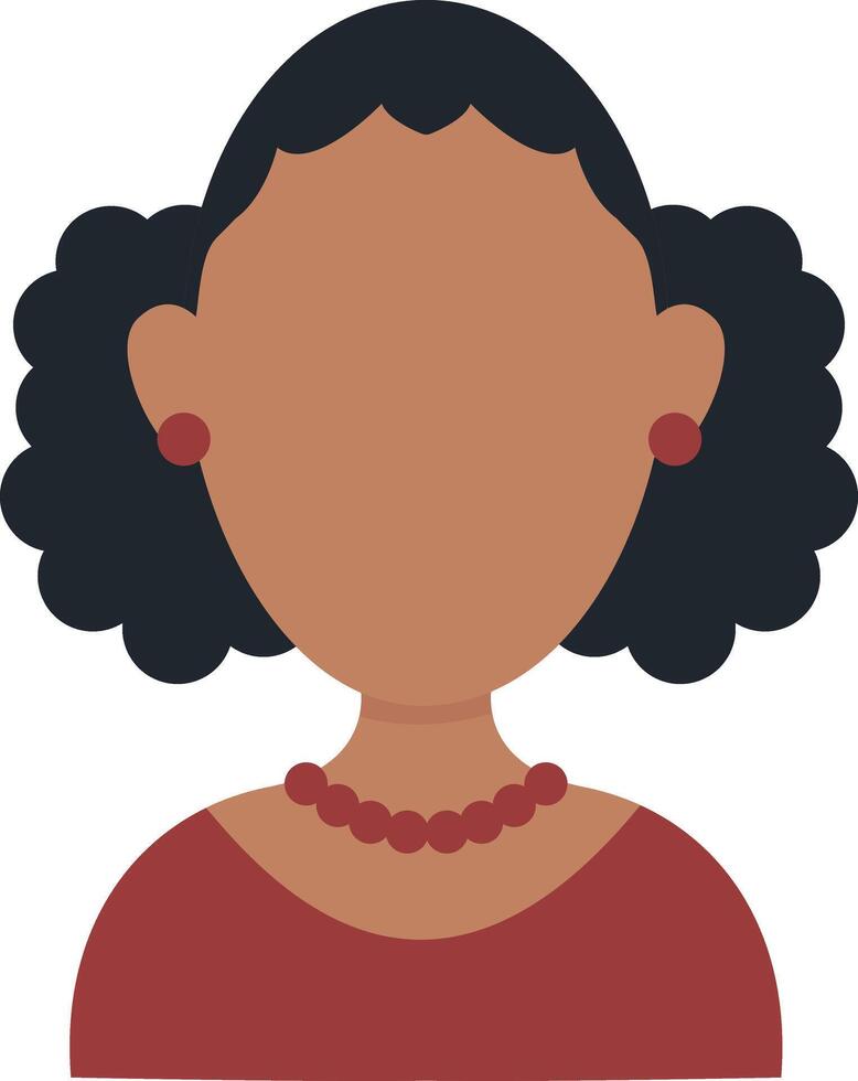 African Woman Avatar with Flat Face Design. Isolated on White Background vector