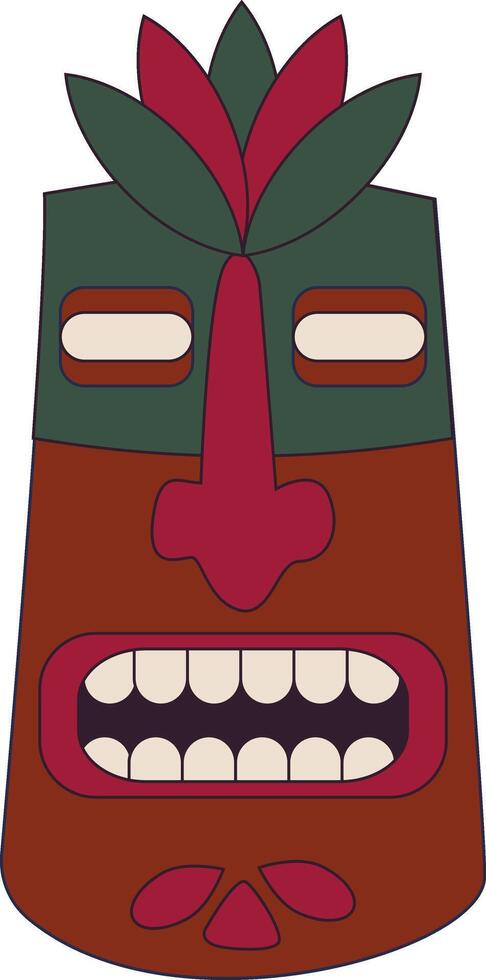 Ethnic Tiki God Mask in Cartoon Design. Isolated Illustration vector