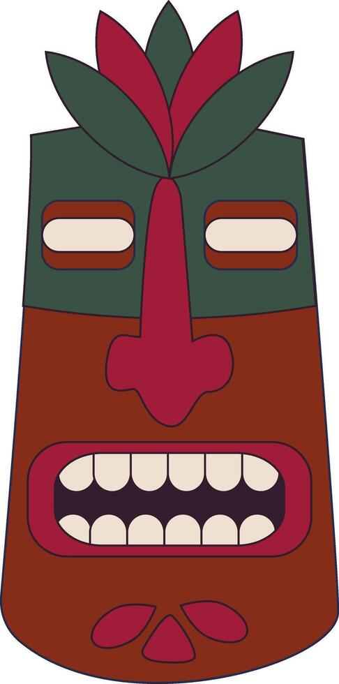 étnico tiki Dios máscara en dibujos animados diseño. aislado ilustración vector