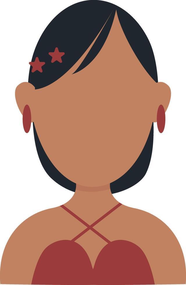 African Woman Avatar with Flat Face Design. Isolated on White Background vector