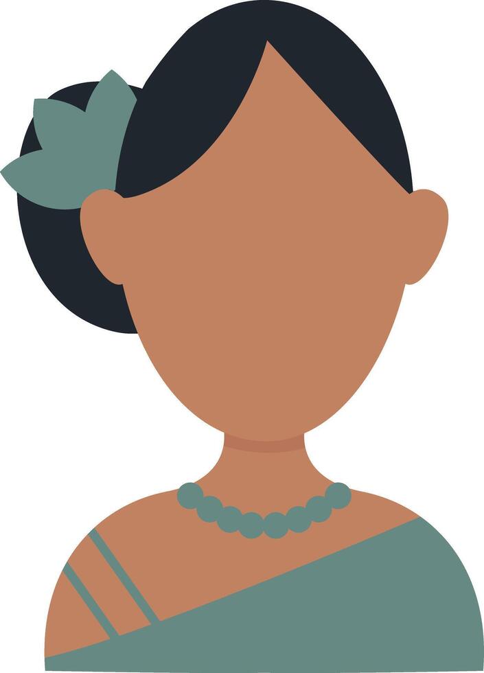 African Woman Avatar with Flat Face Design. Isolated on White Background vector
