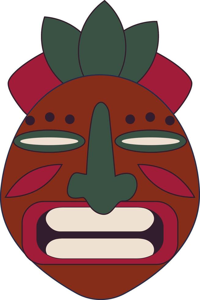 Ethnic Tiki God Mask in Cartoon Design. Isolated Illustration vector