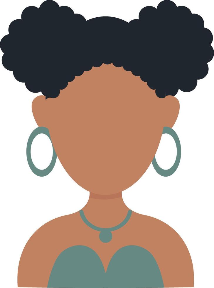 African Woman Avatar with Flat Face Design. Isolated on White Background vector