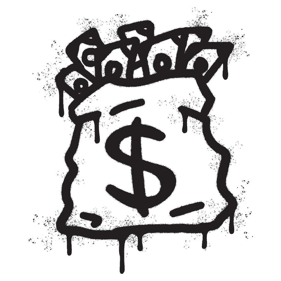 Spray Painted Graffiti Money Bag icon Sprayed isolated with a white background. vector