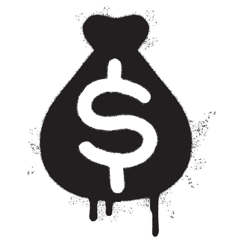 Spray Painted Graffiti Money Bag icon Sprayed isolated with a white background. vector