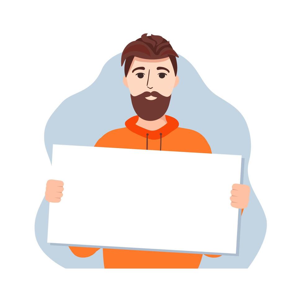 Man with empty poster illustration. vector