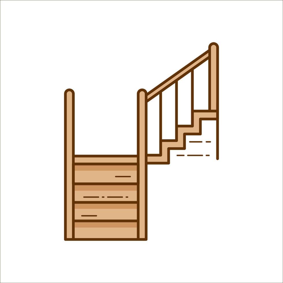 Wooden ladder color icon vector