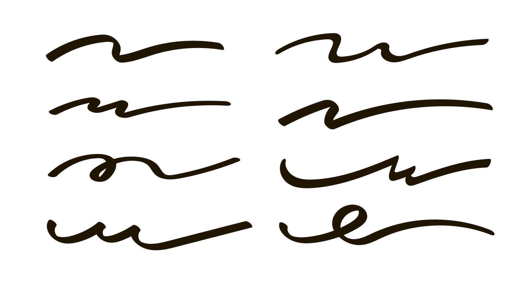 Strokes underlines highlighter marker wave brush marks vector