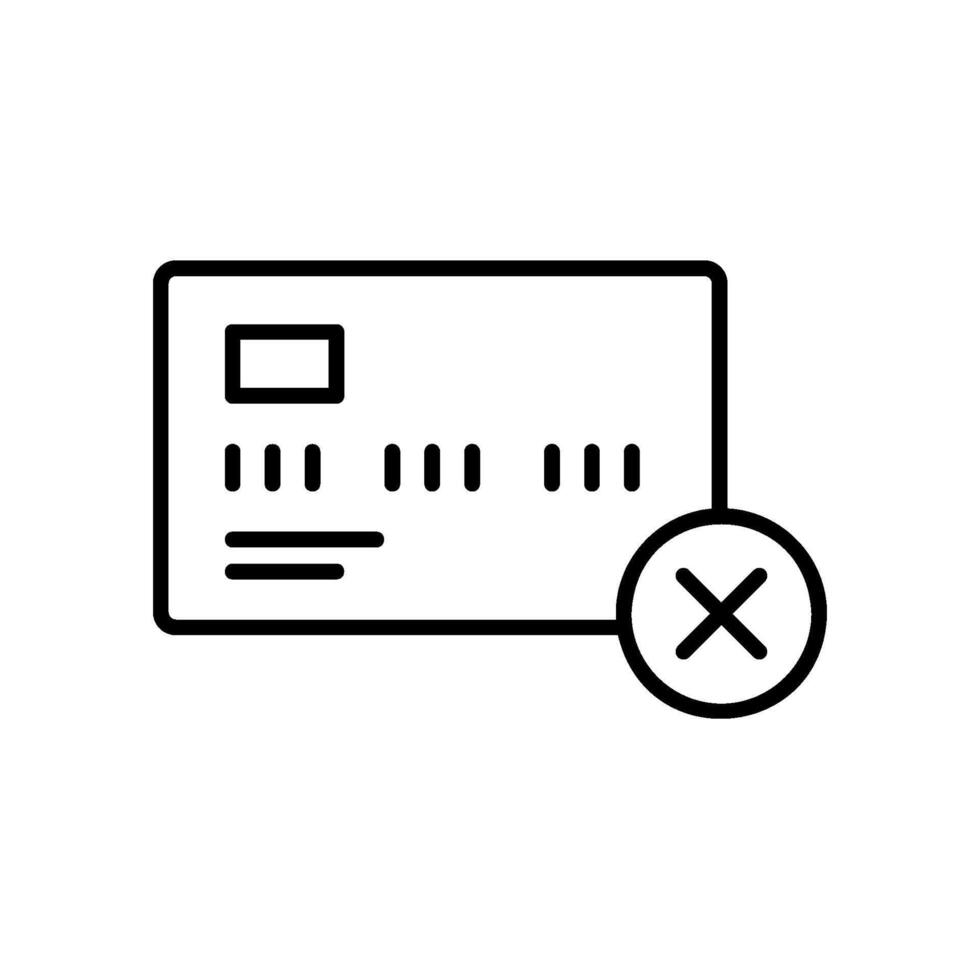 Credit cancellation icon with credit card and cross vector