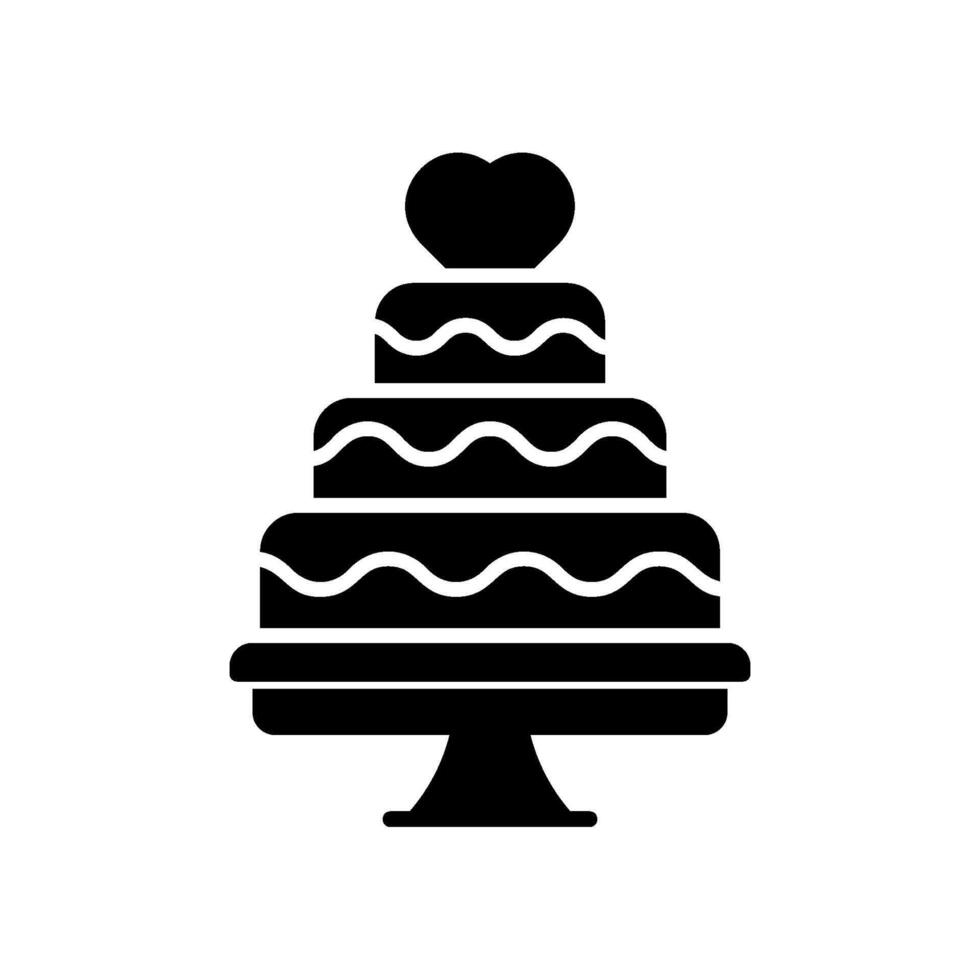 Wedding tart cake icon with heart on it vector